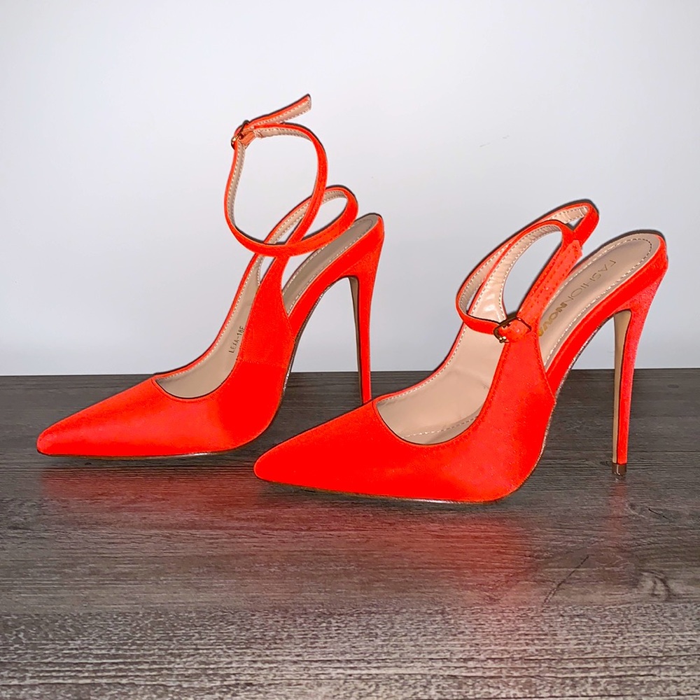 Orange Stiletto Heels w/ Ankle Strap